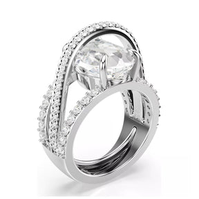 Swarovski Hyperbola sormus, vaalea metalli ja kirkkaat kristallit