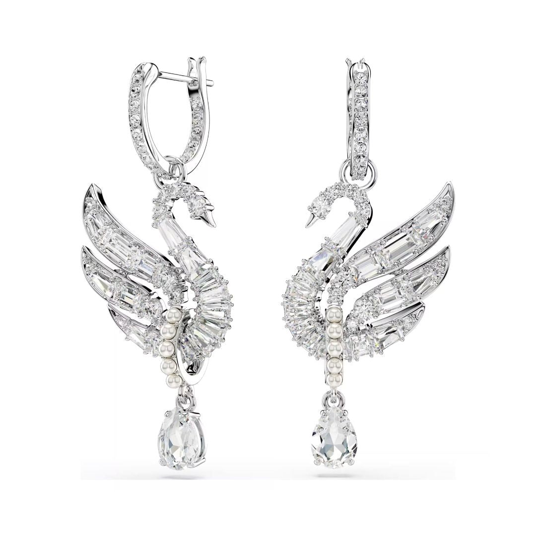 Swarovski Iconic Swan korvakorut, vaalea metalli ja kirkkaat kristallit, 5723388