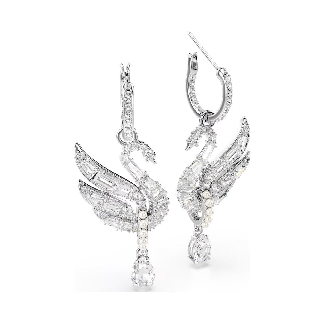 Swarovski Iconic Swan korvakorut, vaalea metalli ja kirkkaat kristallit, 5723388