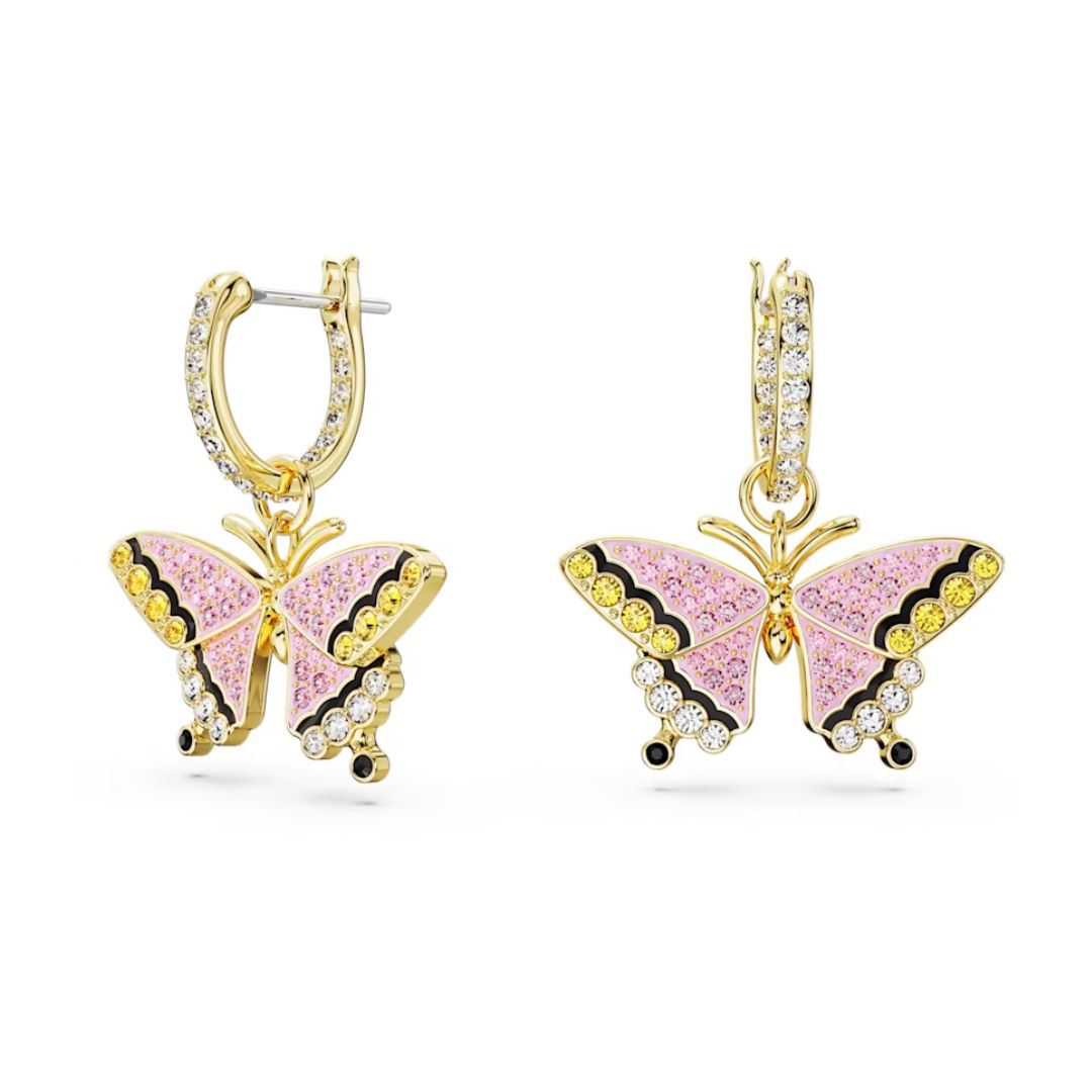 Swarovski Idyllia Butterfly korvakorut, keltakullanväri ja pinkit kristallit, 5670055