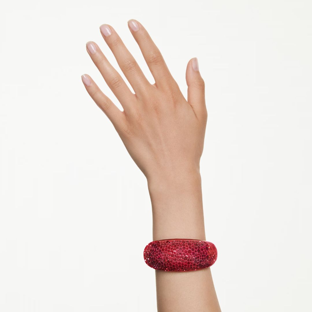 Swarovski Idyllia Cuff rannekoru, keltakullattu ja punaiset kristallit