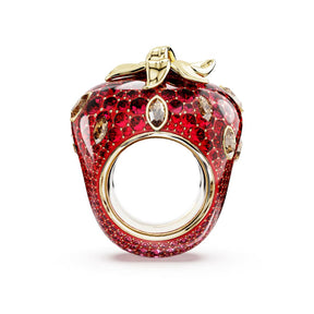 Swarovski Idyllia Motif sormus, keltakullattu ja punaiset kristallit
