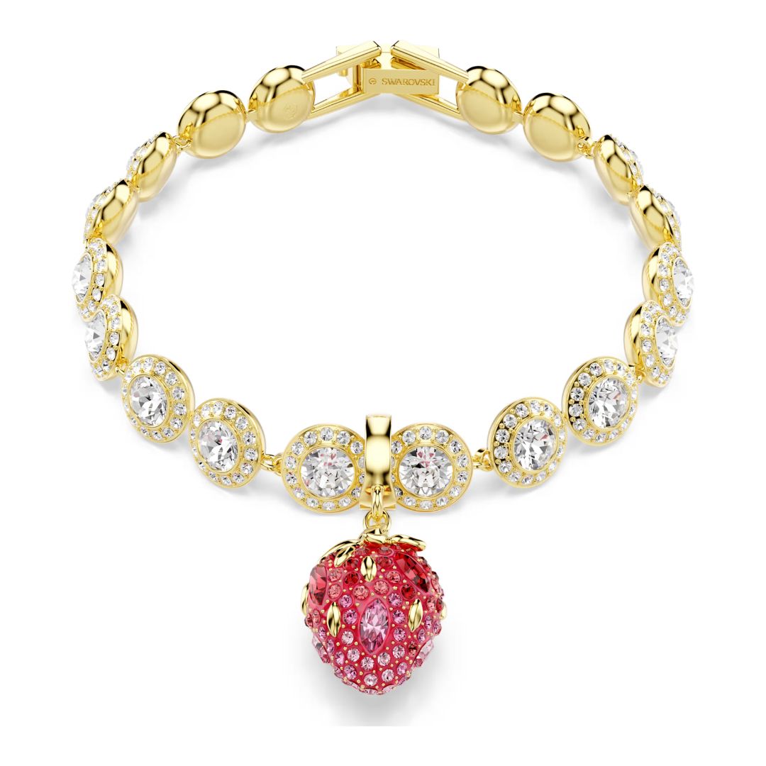 Swarovski Idyllia charm, keltakullattu, vaaleanpunaiset ja punaiset kristallit, 5743136