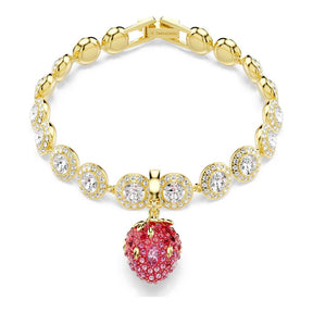 Swarovski Idyllia charm, keltakullattu, vaaleanpunaiset ja punaiset kristallit, 5743136