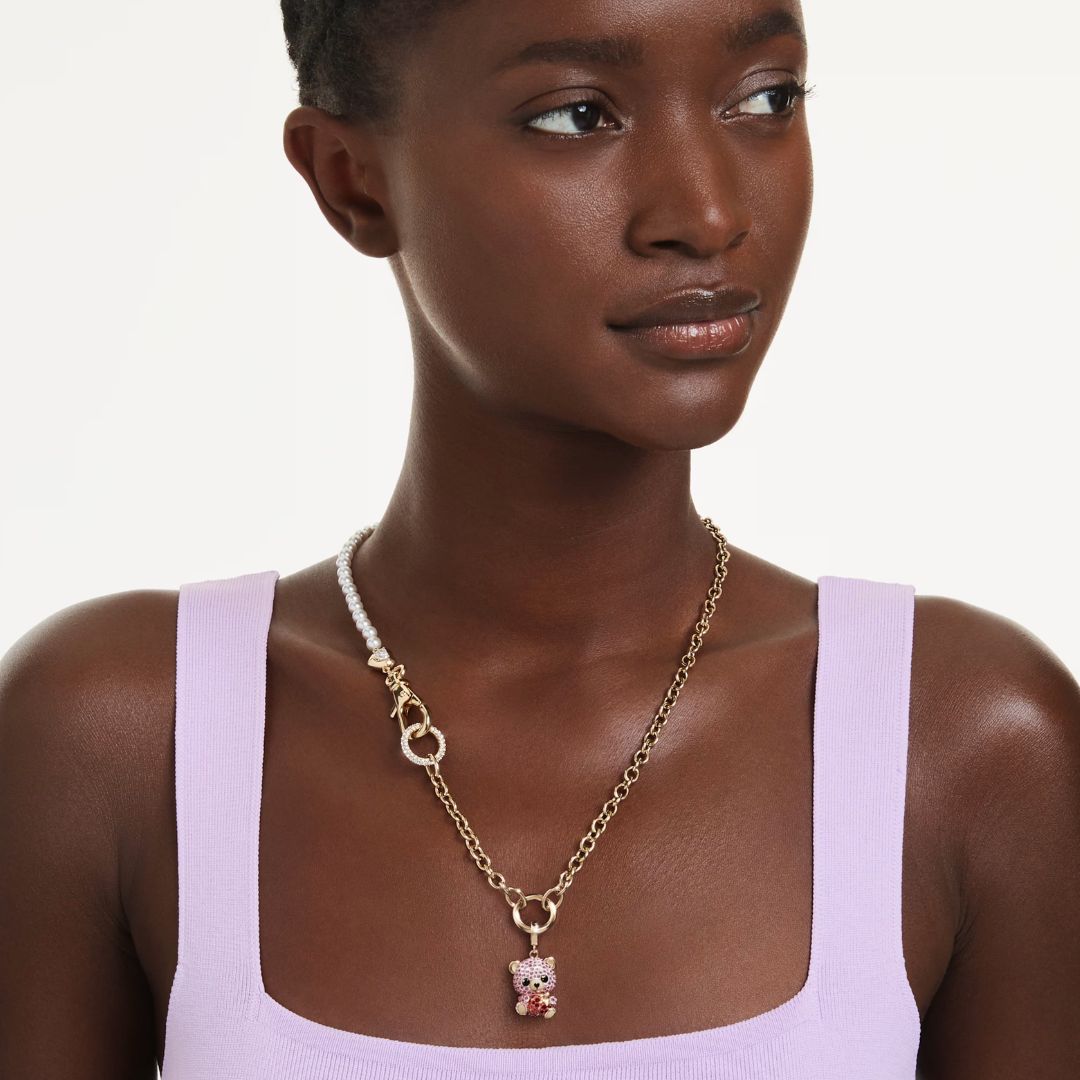 Swarovski Idyllia charm, keltakullattu ja vaaleanpunaiset kristallit, 5738357