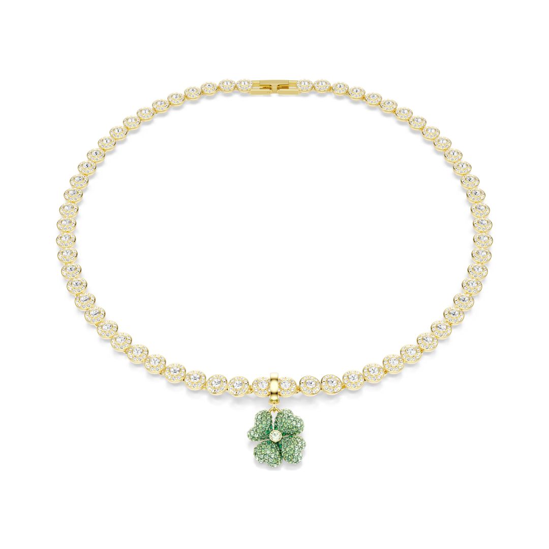 Swarovski Idyllia charm, keltakullattu ja vihreät kristallit, 5743130