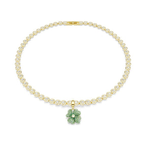 Swarovski Idyllia charm, keltakullattu ja vihreät kristallit, 5743130