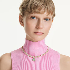 Swarovski Idyllia charm, keltakullattu ja vihreät kristallit, 5743130