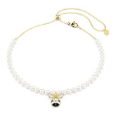 Swarovski Idyllia choker-kaulakoru, keltakullattu, valkoiset helmet ja zirkonit, 5742677