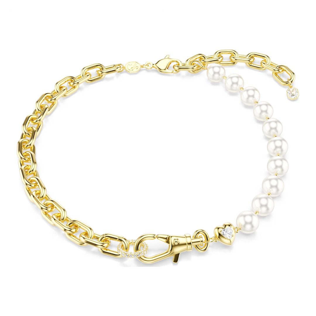 Swarovski Idyllia kaulakoru, keltakullattu, valkoiset helmet ja zirkonit, 5743993