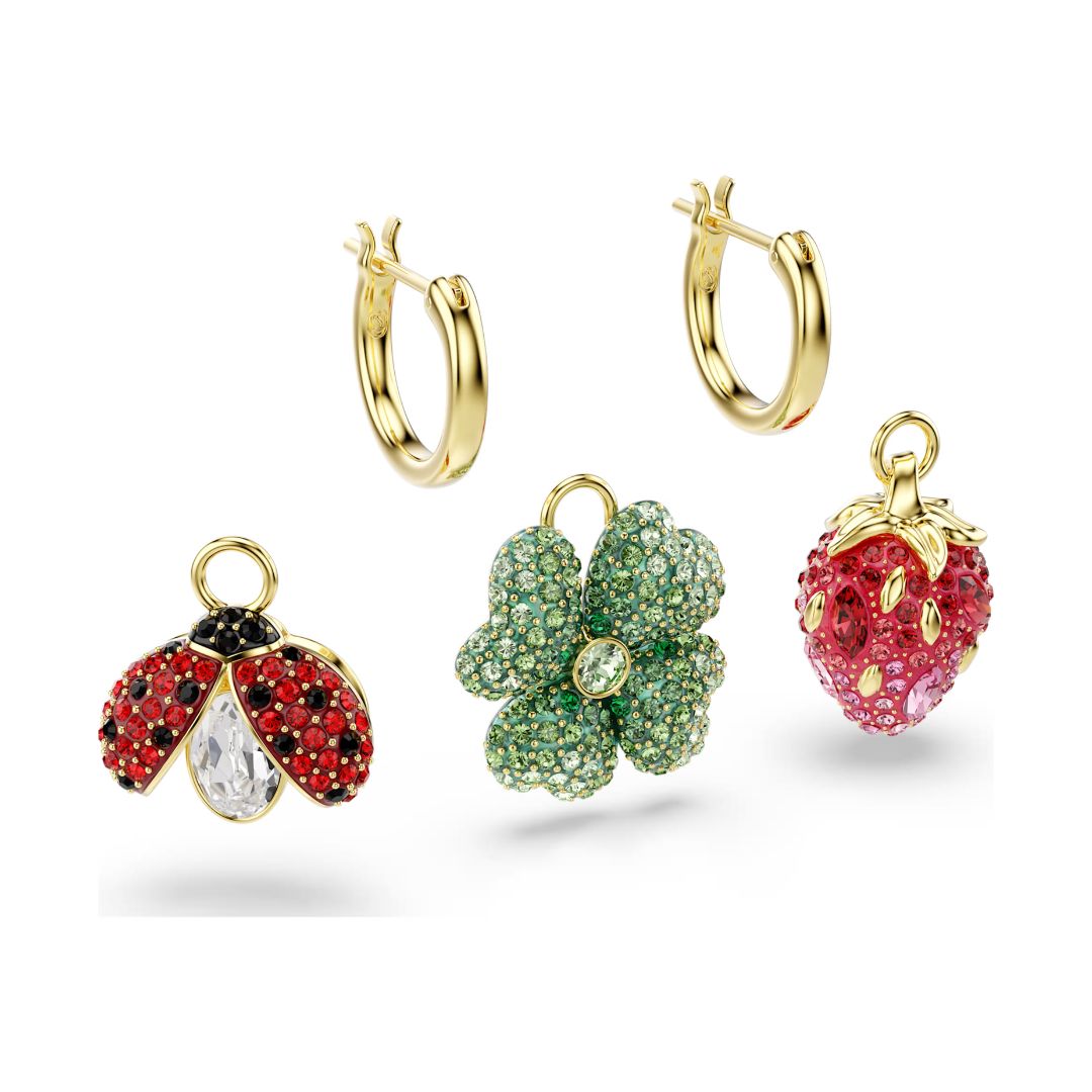 Swarovski Idyllia korvakorut, 3 helan setti, keltakullattu ja eriväriset kristallit, 5742681