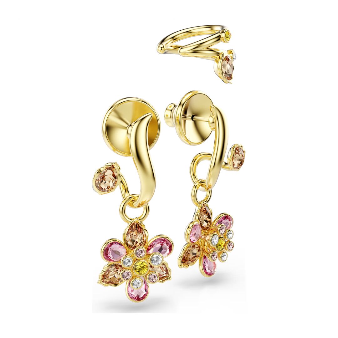 Swarovski Matrix korvakorut ja ear cuff, setti, keltakullanväri ja eri väriset kristallit 5732386