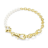 Swarovski Idyllia rannekoru, keltakullattu, valkoiset helmet ja kirkas zirkoni, 5737299