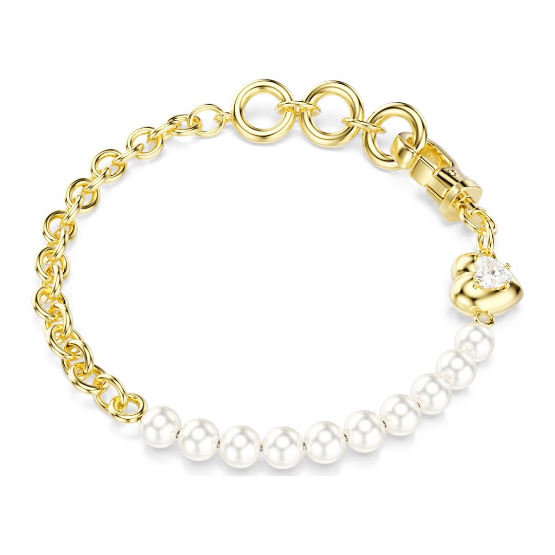 Swarovski Idyllia rannekoru, keltakullattu, valkoiset helmet ja kirkas zirkoni, 5737299