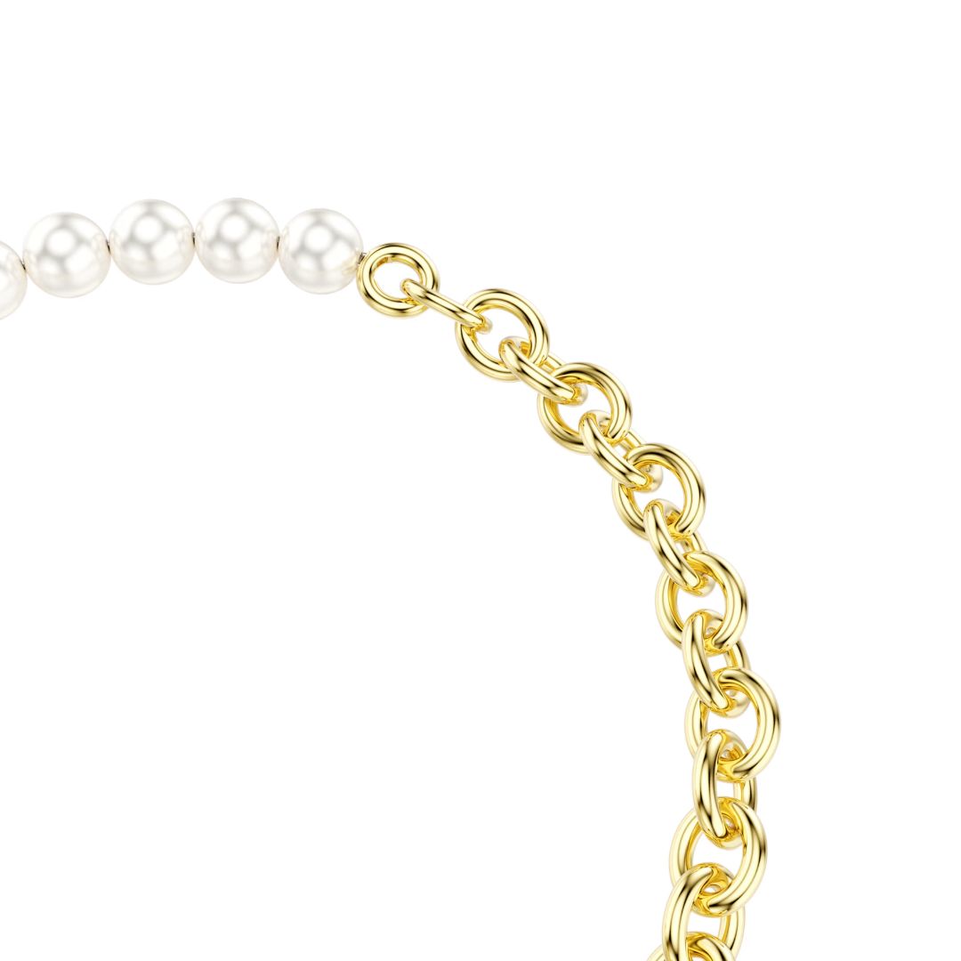 Swarovski Idyllia rannekoru, keltakullattu, valkoiset helmet ja kirkas zirkoni, 5737299