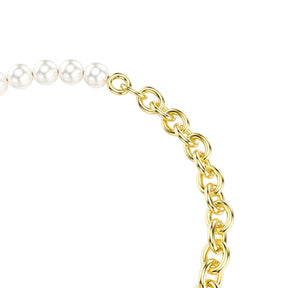 Swarovski Idyllia rannekoru, keltakullattu, valkoiset helmet ja kirkas zirkoni, 5737299