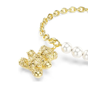 Swarovski Idyllia rannekoru, keltakullattu, valkoiset helmet ja kullanväriset kristallit, 5737622