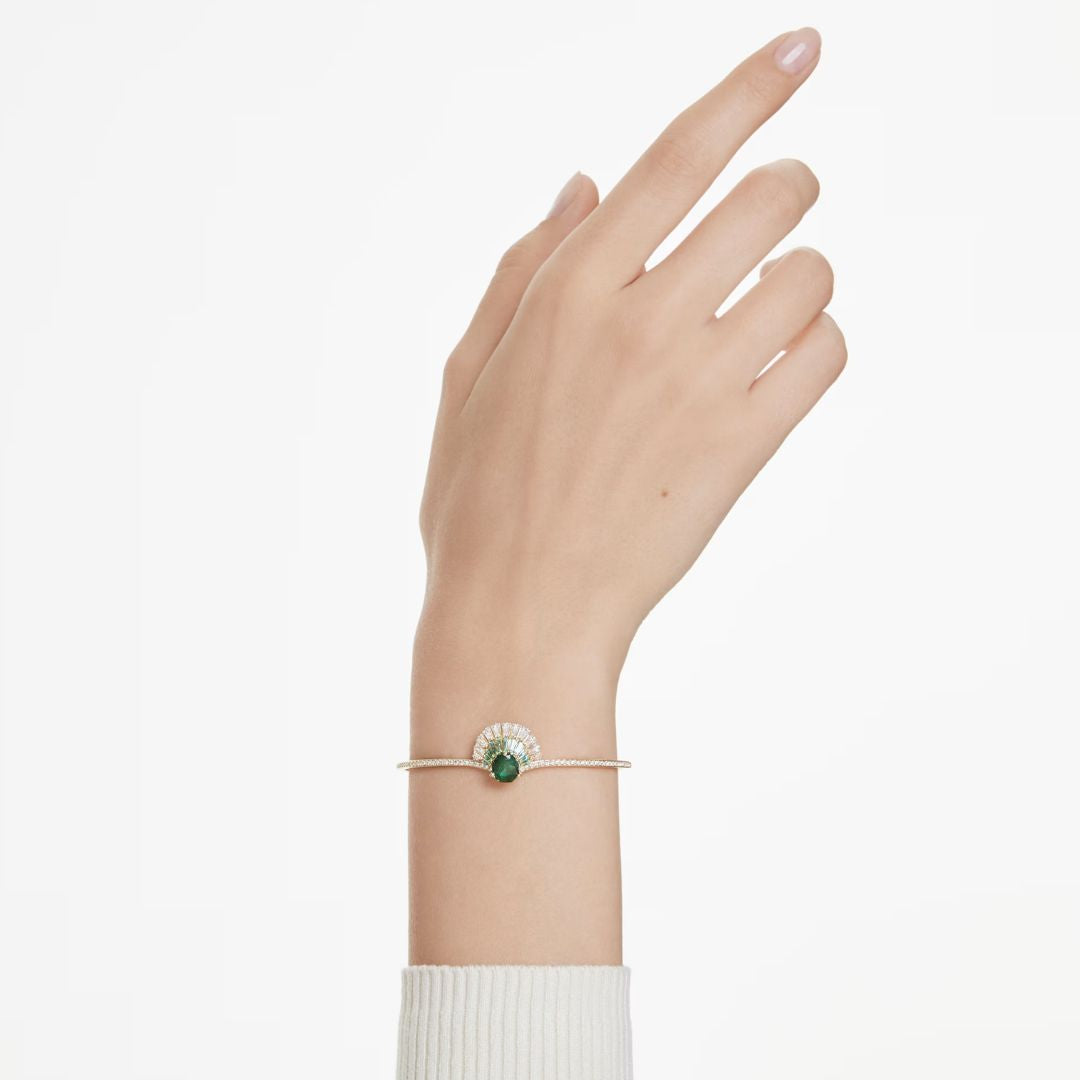 Swarovski Idyllia rannerengas, keltakullattu, vihreä kristalli ja zirkonit, 5715616