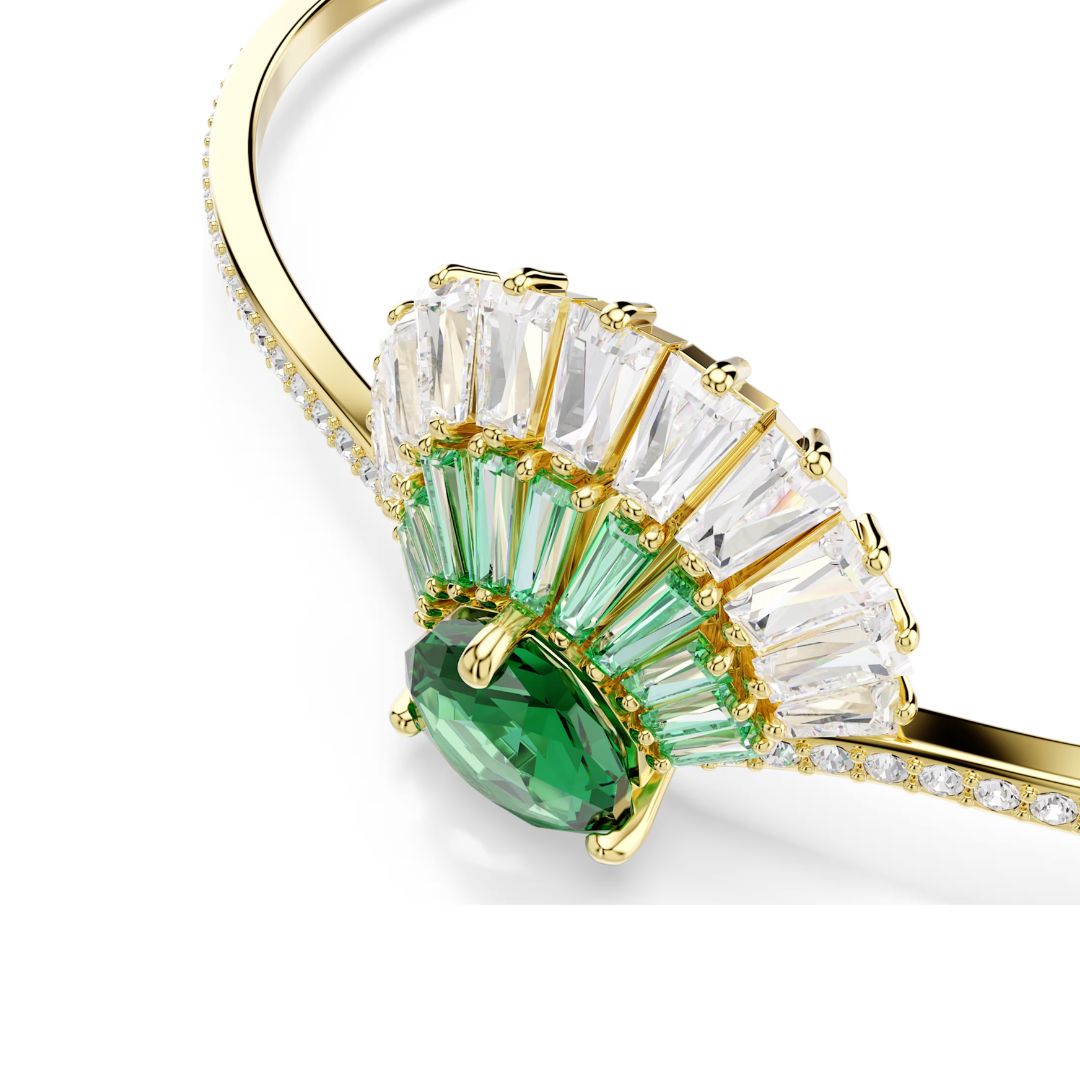 Swarovski Idyllia rannerengas, keltakullattu, vihreä kristalli ja zirkonit, 5715616