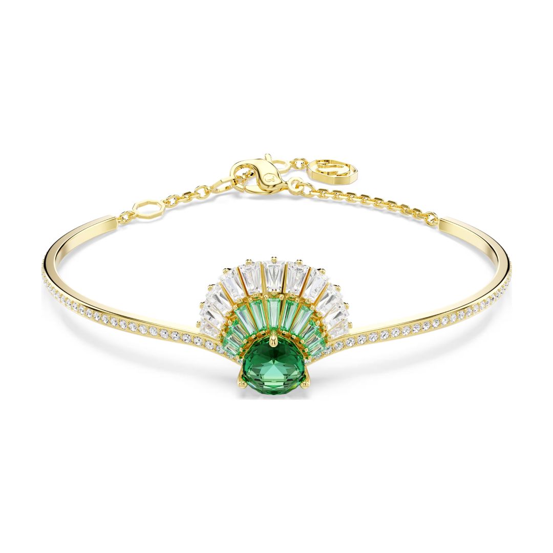 Swarovski Idyllia rannerengas, keltakullattu, vihreä kristalli ja zirkonit, 5715616