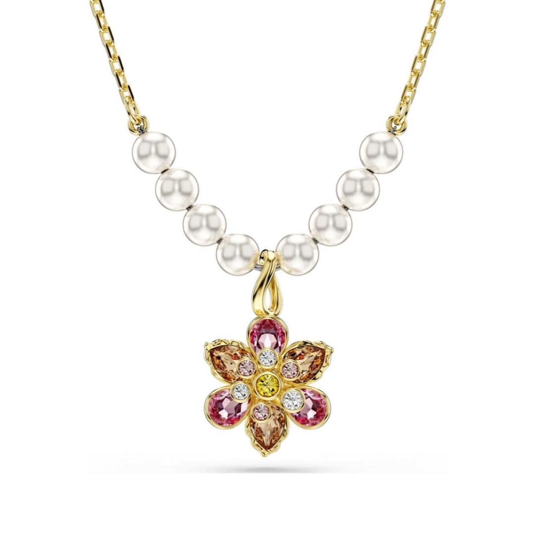 Swarovski Idyllia riipus, keltakullanväri, eri väriset kristallit ja valkoiset helmet, 5723140