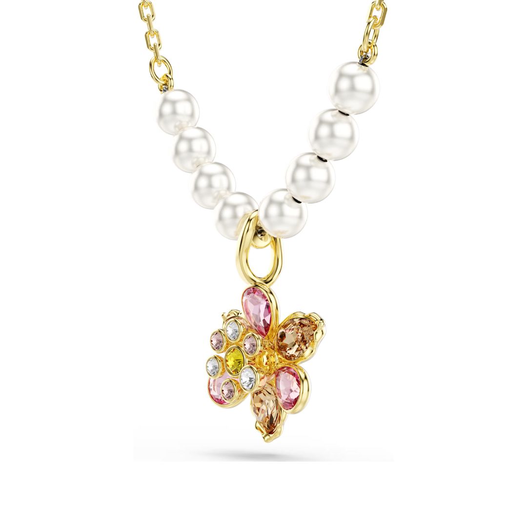 Swarovski Idyllia riipus, keltakullanväri, eri väriset kristallit ja valkoiset helmet, 5723140