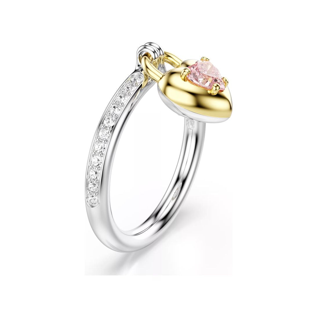 Swarovski Idyllia sormus, keltakullattu ja vaaleanpunainen kristalli