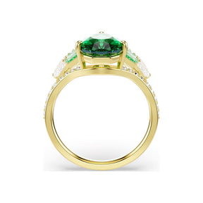 Swarovski Idyllia sormus, keltakullattu, vihreä kristalli ja zirkonit