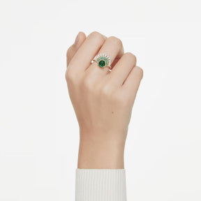 Swarovski Idyllia sormus, keltakullattu, vihreä kristalli ja zirkonit