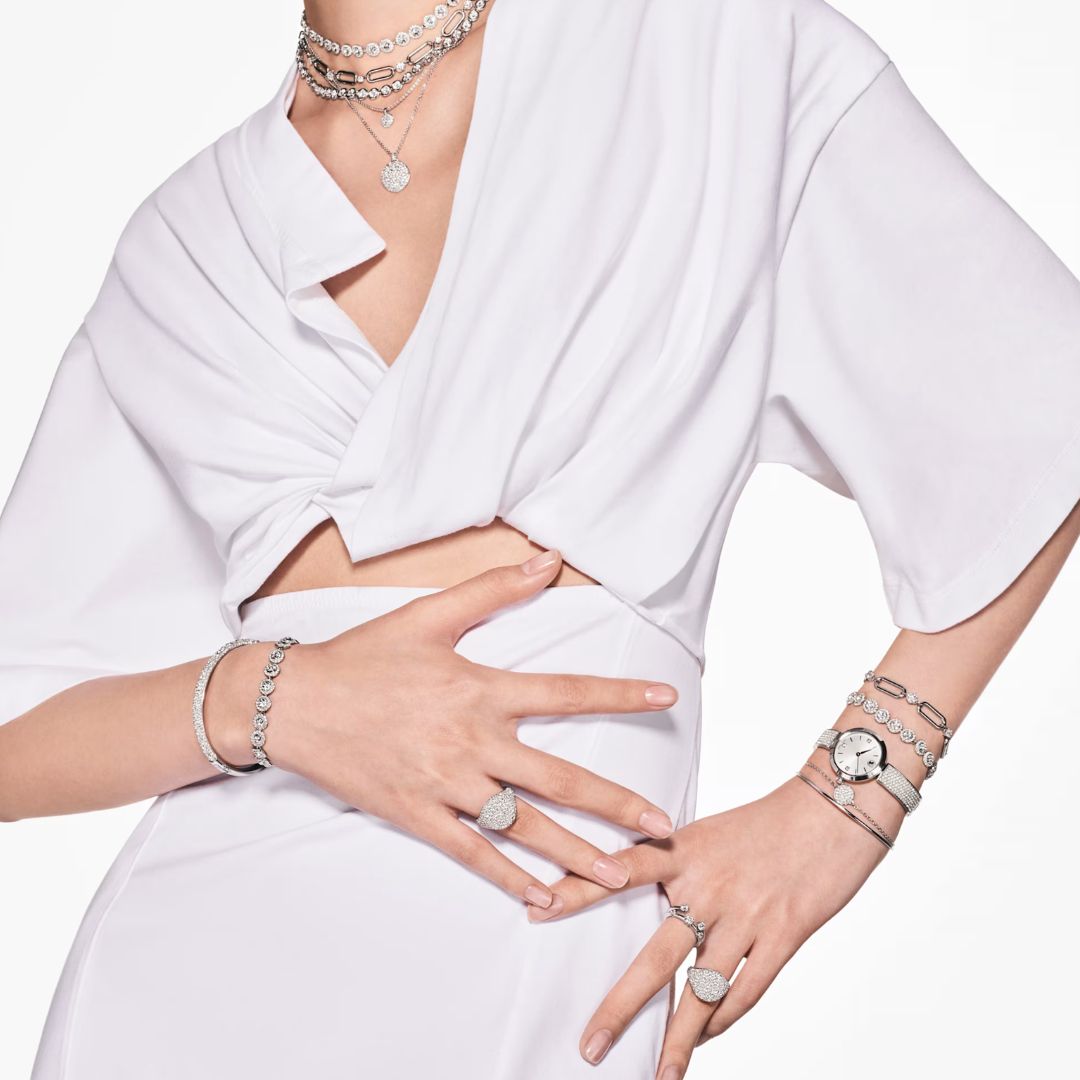 Swarovski Illumina rannekello, hopeanvärinen ja kirkkaat kristallit, 5671205