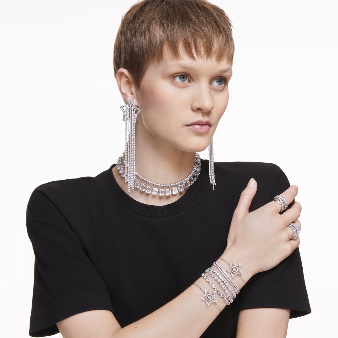 Swarovski Imber Emily Tennis rannekoru, vaalea metalli ja siniset kristallit, 5734239