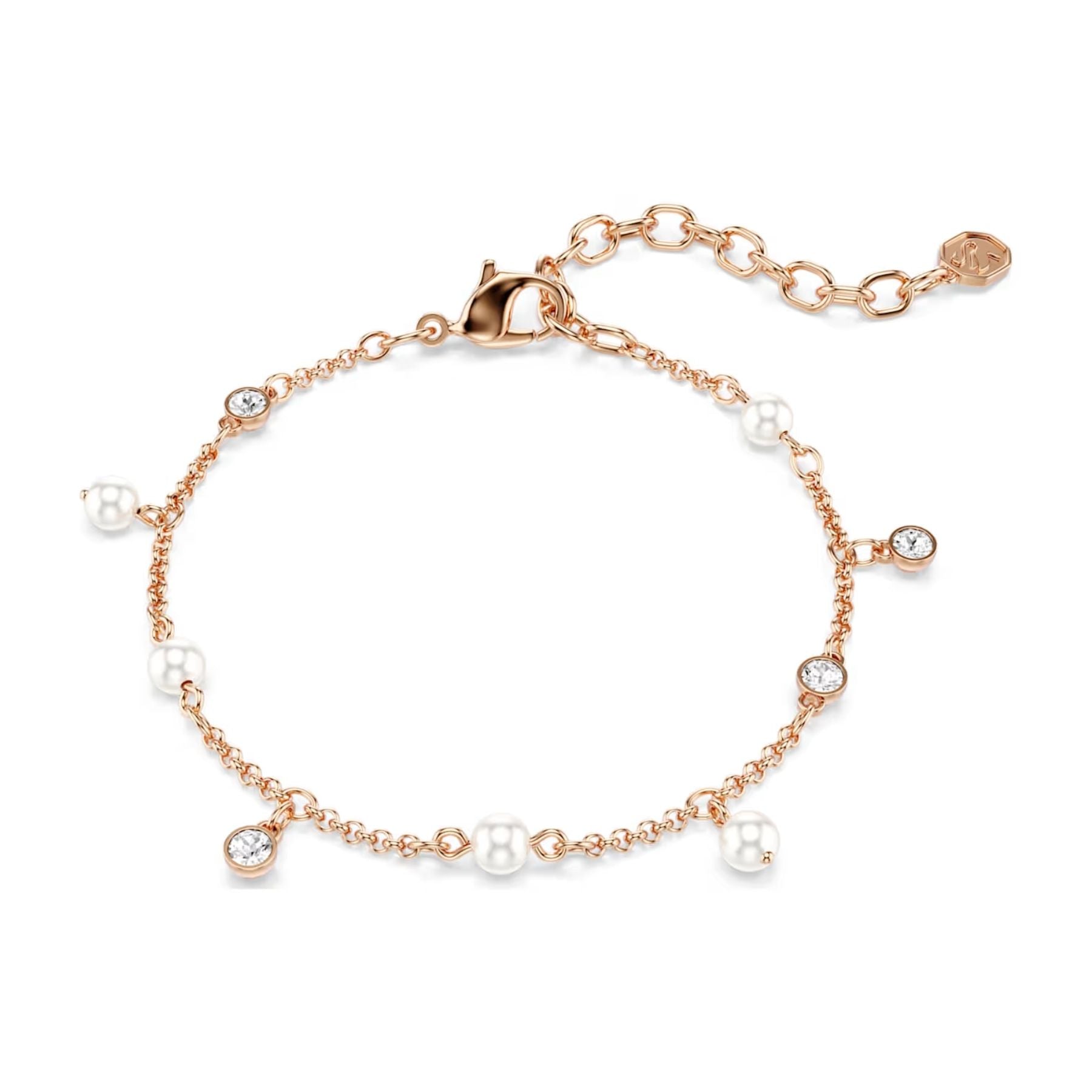 Swarovski Imber rannekoru, rosekullattu, kirkkaat kristallit ja valkoiset helmet, 5754243