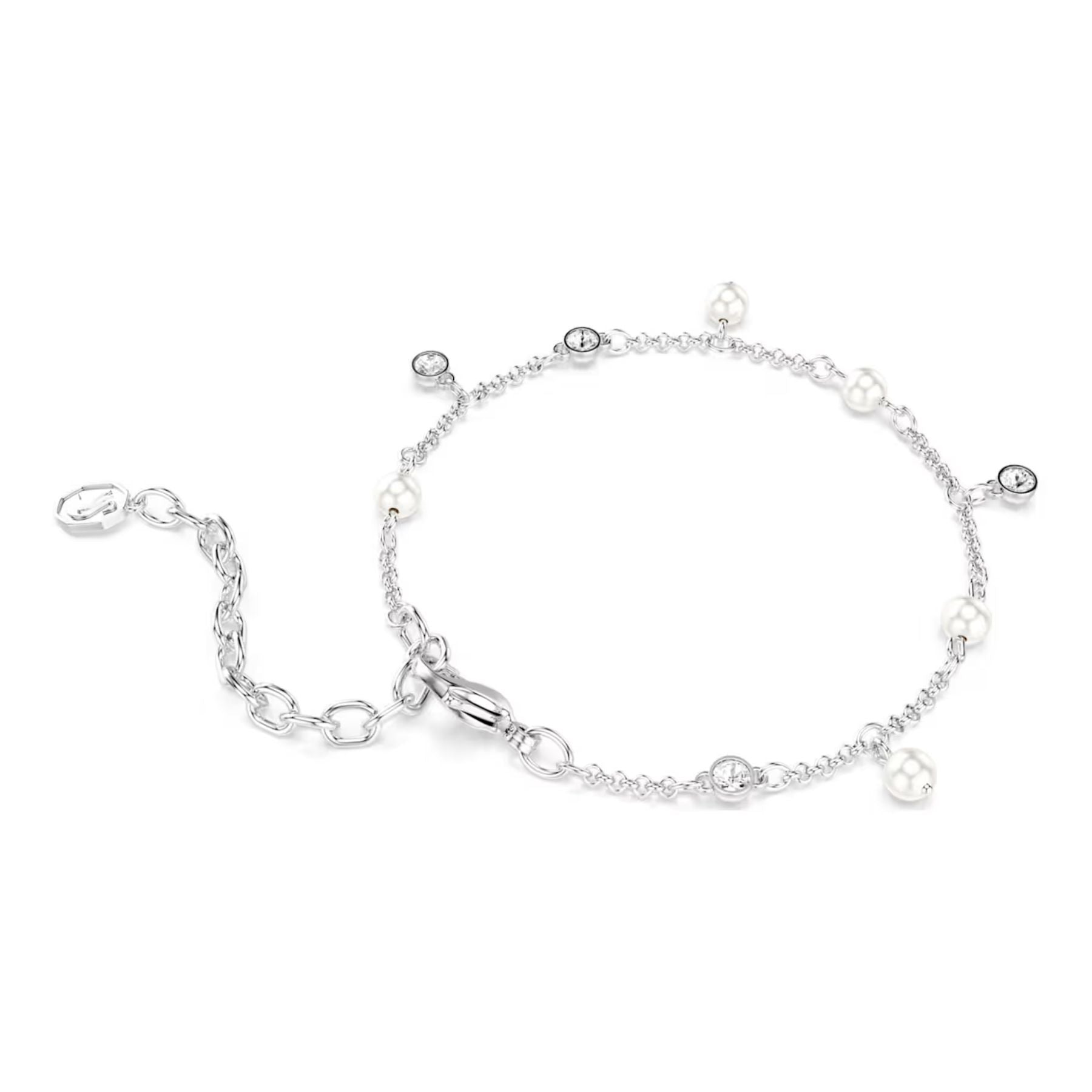 Swarovski Imber rannekoru, vaalea metalli, kirkkaat kristallit ja valkoiset helmet, 5754242