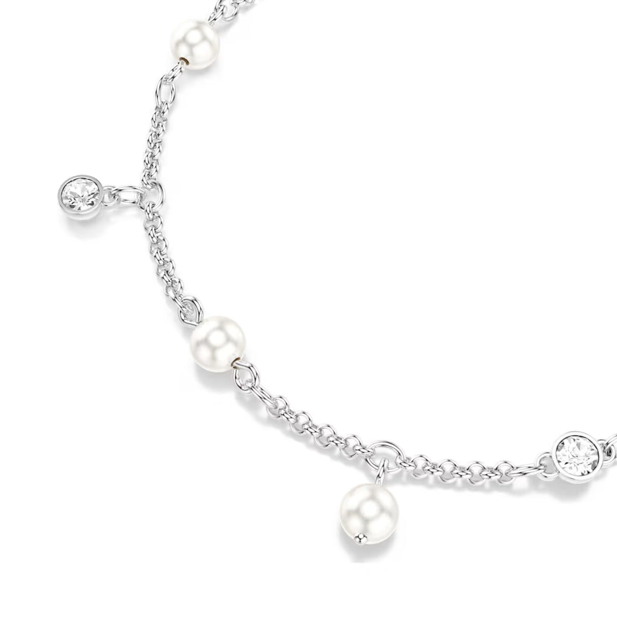 Swarovski Imber rannekoru, vaalea metalli, kirkkaat kristallit ja valkoiset helmet, 5754242