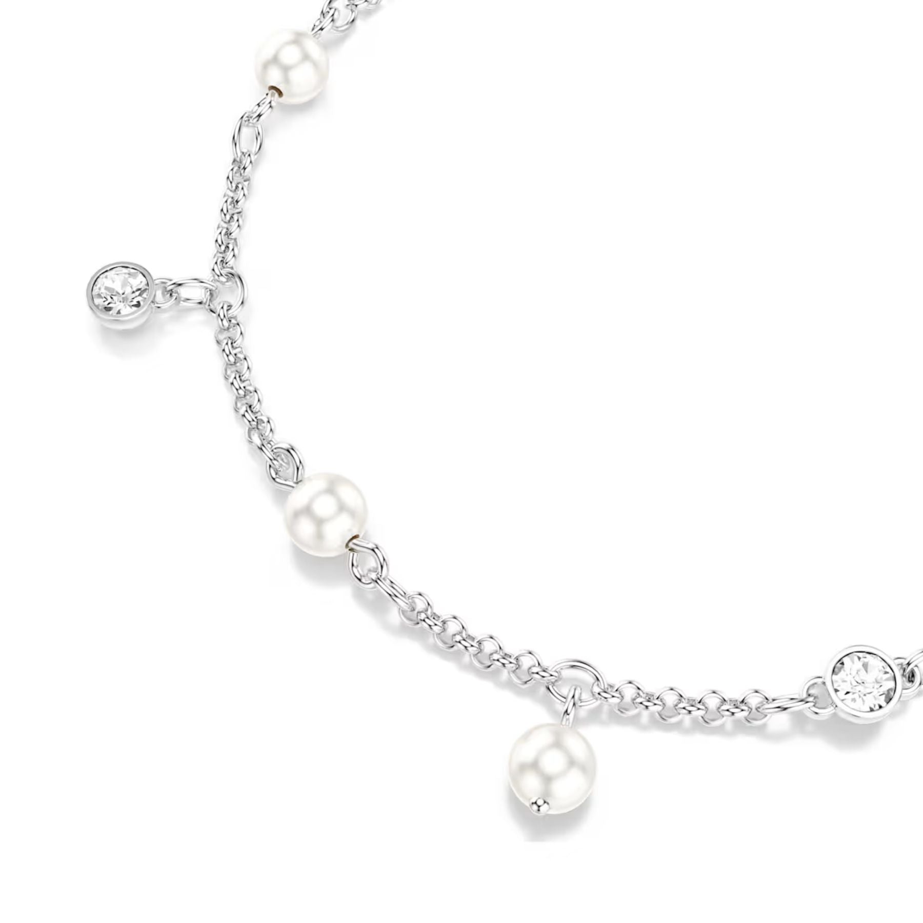 Swarovski Imber rannekoru, vaalea metalli, kirkkaat kristallit ja valkoiset helmet, 5754242