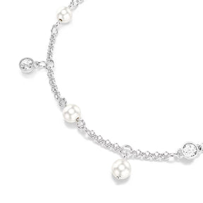 Swarovski Imber rannekoru, vaalea metalli, kirkkaat kristallit ja valkoiset helmet, 5754242