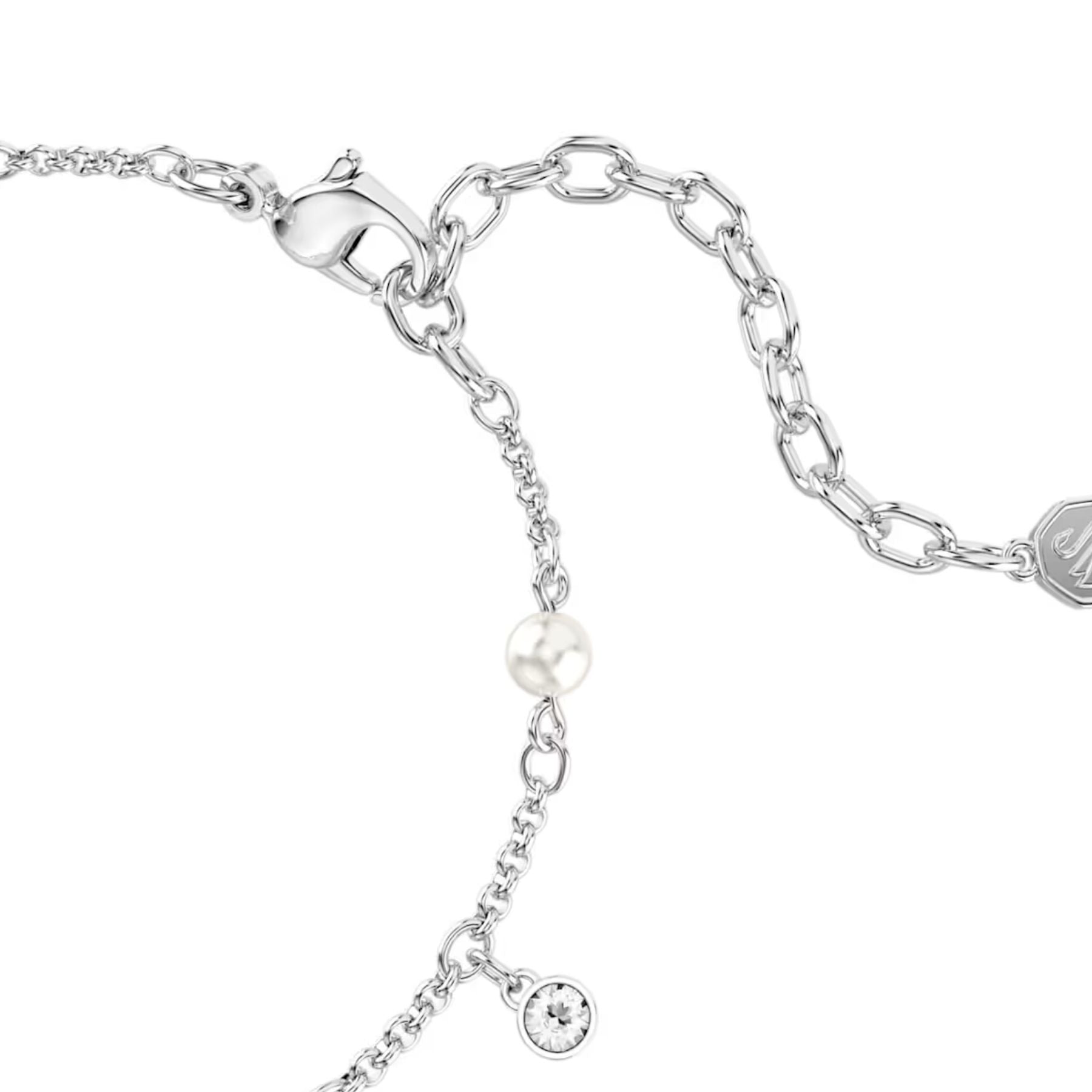 Swarovski Imber rannekoru, vaalea metalli, kirkkaat kristallit ja valkoiset helmet, 5754242