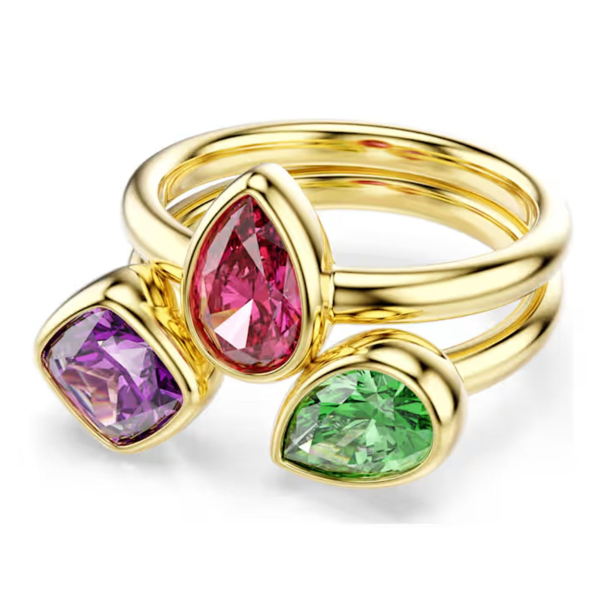 Swarovski Imber sormukset, kahden setti, keltakullattu ja eriväriset zirkonit, 5753276