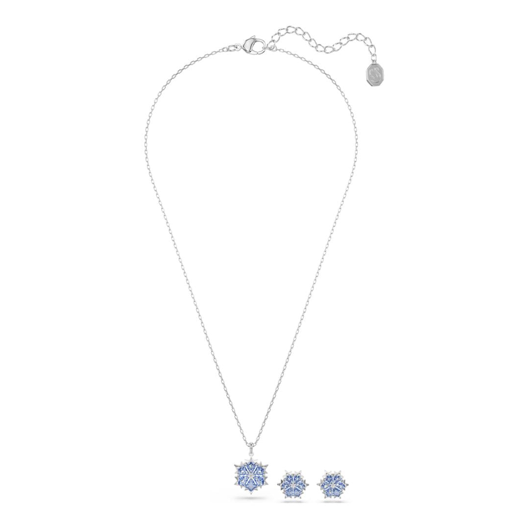Swarovski Magic Snowflake riipus ja korvakorut, vaalea metalli ja siniset kristallit 5734243
