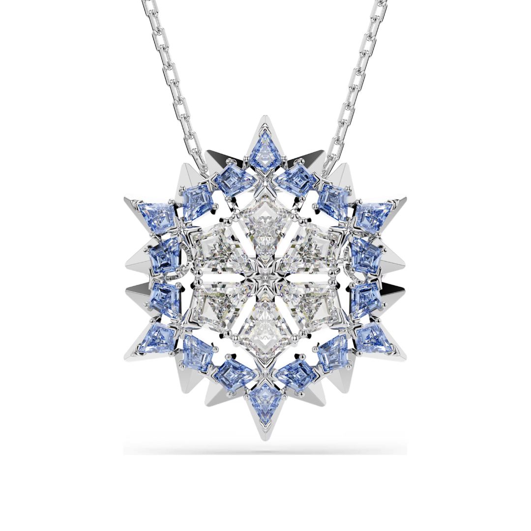 Swarovski Magic Snowflake riipus ja rintakoru, vaalea metalli ja siniset kristallit 5737619