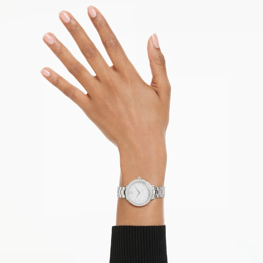 Swarovski Matrix 3-link rannekello, hopeanväri ja kirkkaat kristallit, 5706182