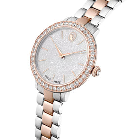 Swarovski Matrix 3-link rannekello, hopeanväri, ruusukullanväri ja kirkkaat kristallit, 5715028