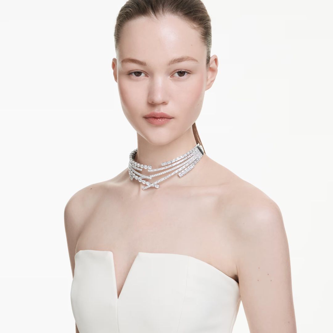 Swarovski Matrix Choker kaulakoru, vaalea metalli ja kirkkaat kristallit, 5726295