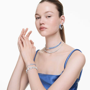 Swarovski Matrix Choker kaulakoru, vaalea metalli, siniset ja kirkkaat kristallit, 5722464