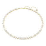 Swarovski Matrix Tennis kaulakoru, keltakullattu, kirkkaat zirkonit ja valkoiset helmet 5742039