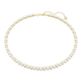 Swarovski Matrix Tennis kaulakoru, keltakullattu, kirkkaat zirkonit ja valkoiset helmet 5742039