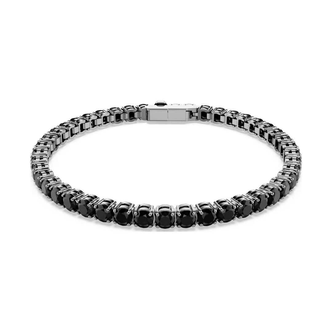 Swarovski Matrix Tennis rannekoru, tumma metalli ja mustat kristallit