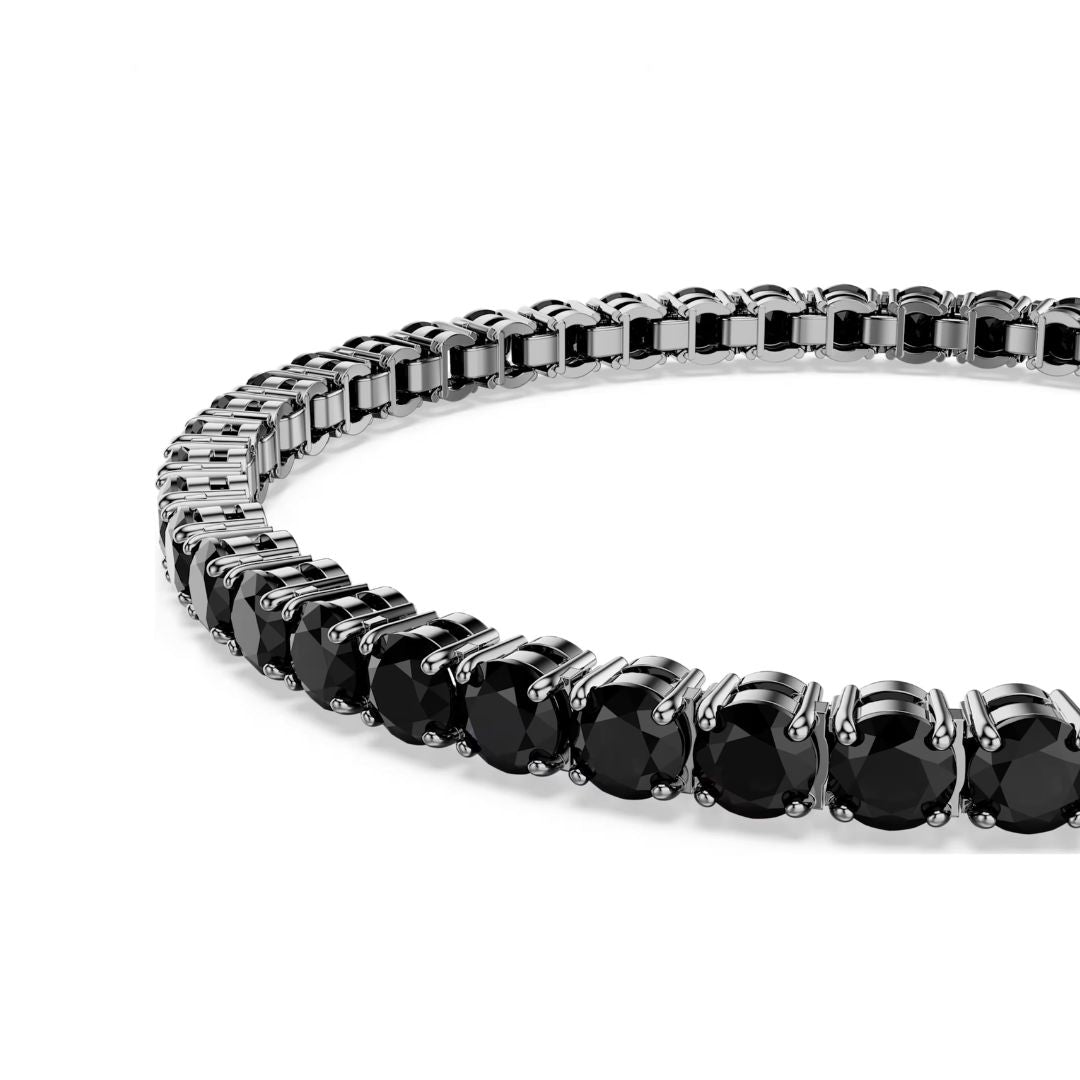 Swarovski Matrix Tennis rannekoru, tumma metalli ja mustat kristallit