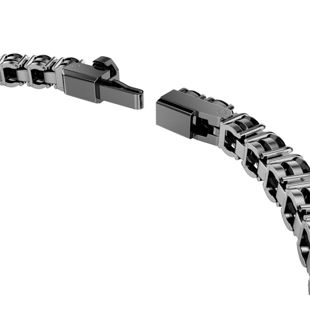 Swarovski Matrix Tennis rannekoru, tumma metalli ja mustat kristallit