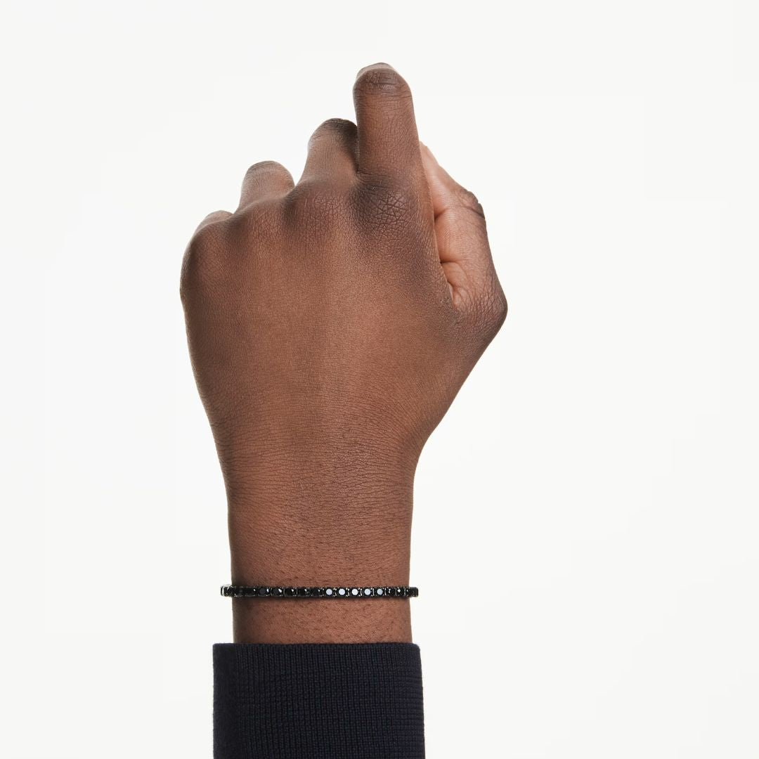 Swarovski Matrix Tennis rannekoru, tumma metalli ja mustat kristallit